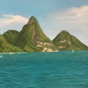 The Pitons. Painting Print on canvas