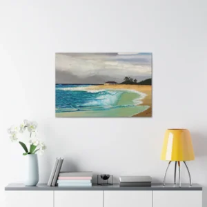 Isolated Beach House. Painting Print on Canvas