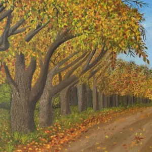 Autumn Stroll. Matte Canvas Print, Stretched, 0.75