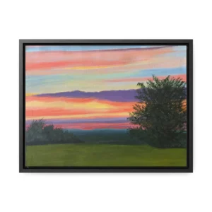 Sunset Stripes. Painting Print on Gallery Canvas Wrap, Framed