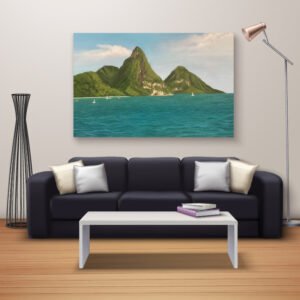 The Pitons. Painting Print on canvas