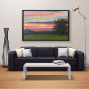 Sunset Stripes. Painting Print on Gallery Canvas Wrap, Framed